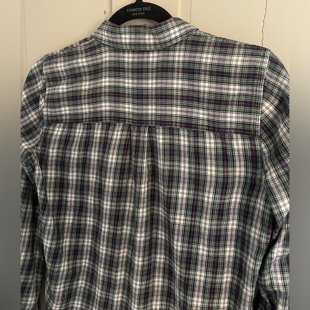 Madewell Green White Red Plaid Button-Up Shirt Flannel Coverup Light Soft Cute - Picture 16 of 16